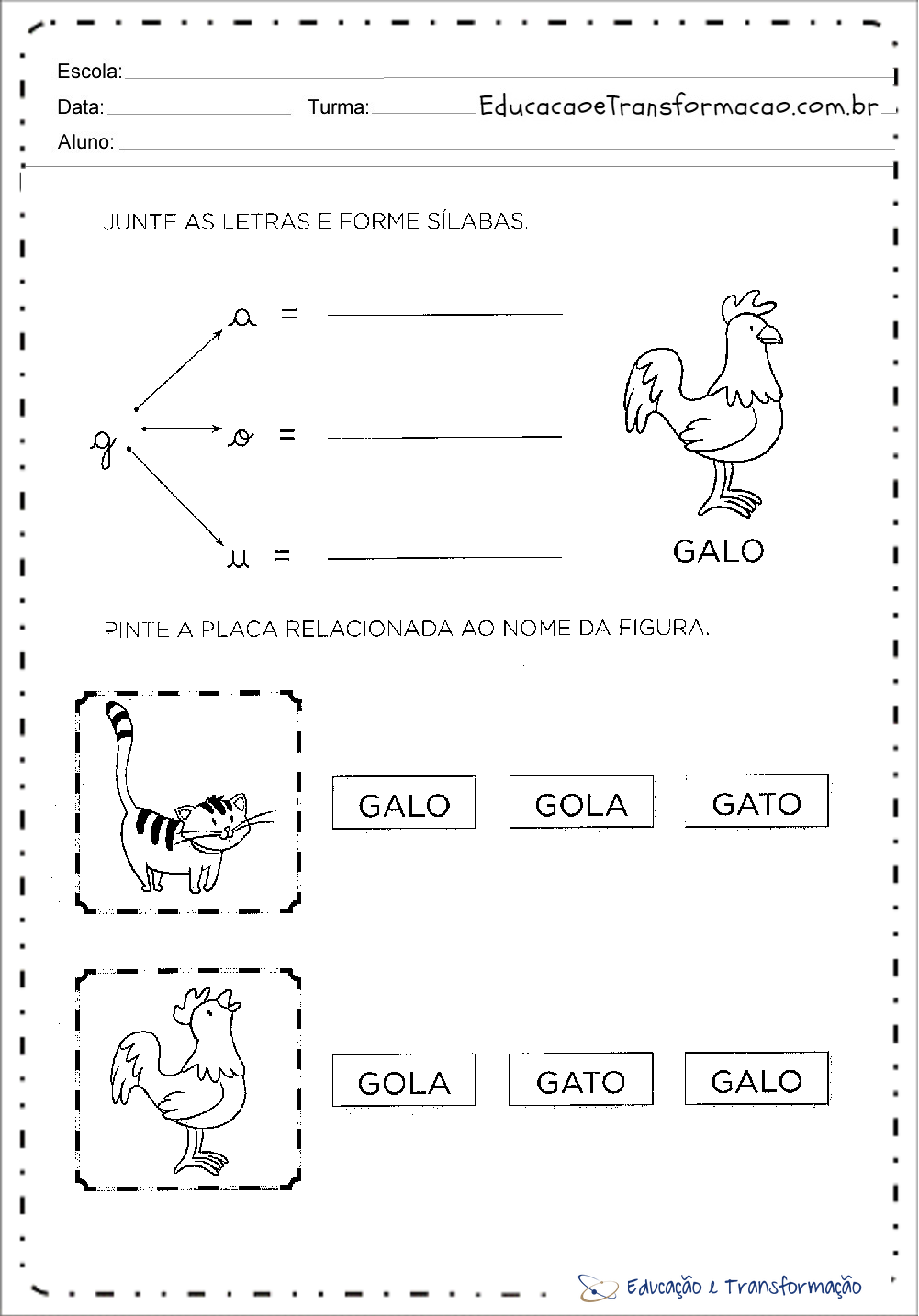 Atividades Com A Letra G Para Alfabetização Atividades Educativas