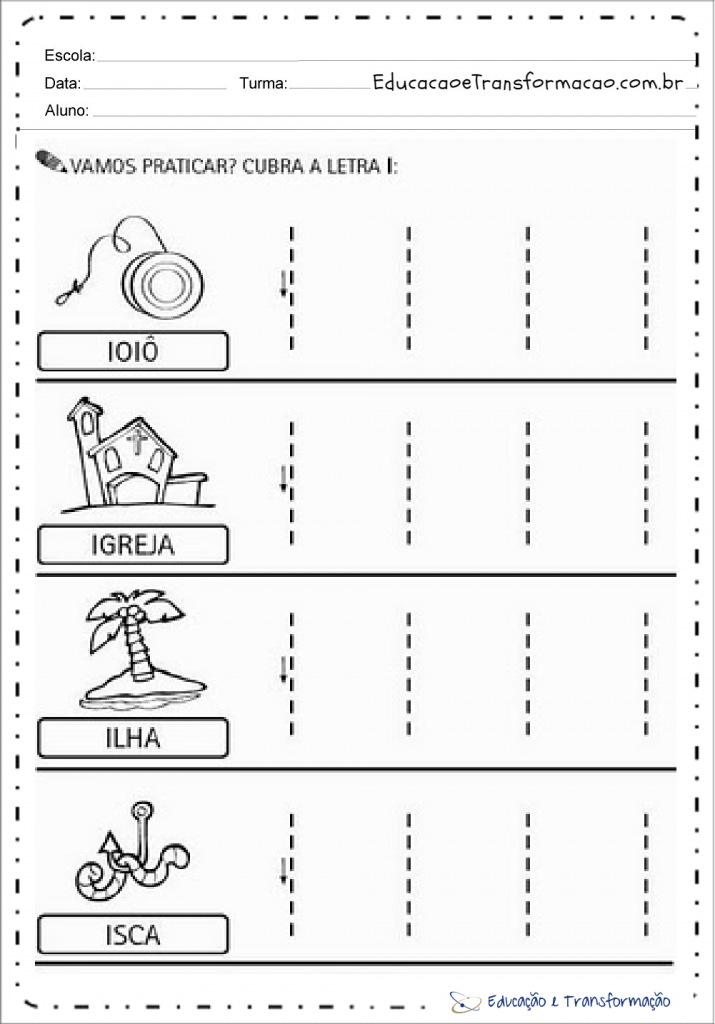 Atividades com a letra I para alfabetização - Atividades Educativas