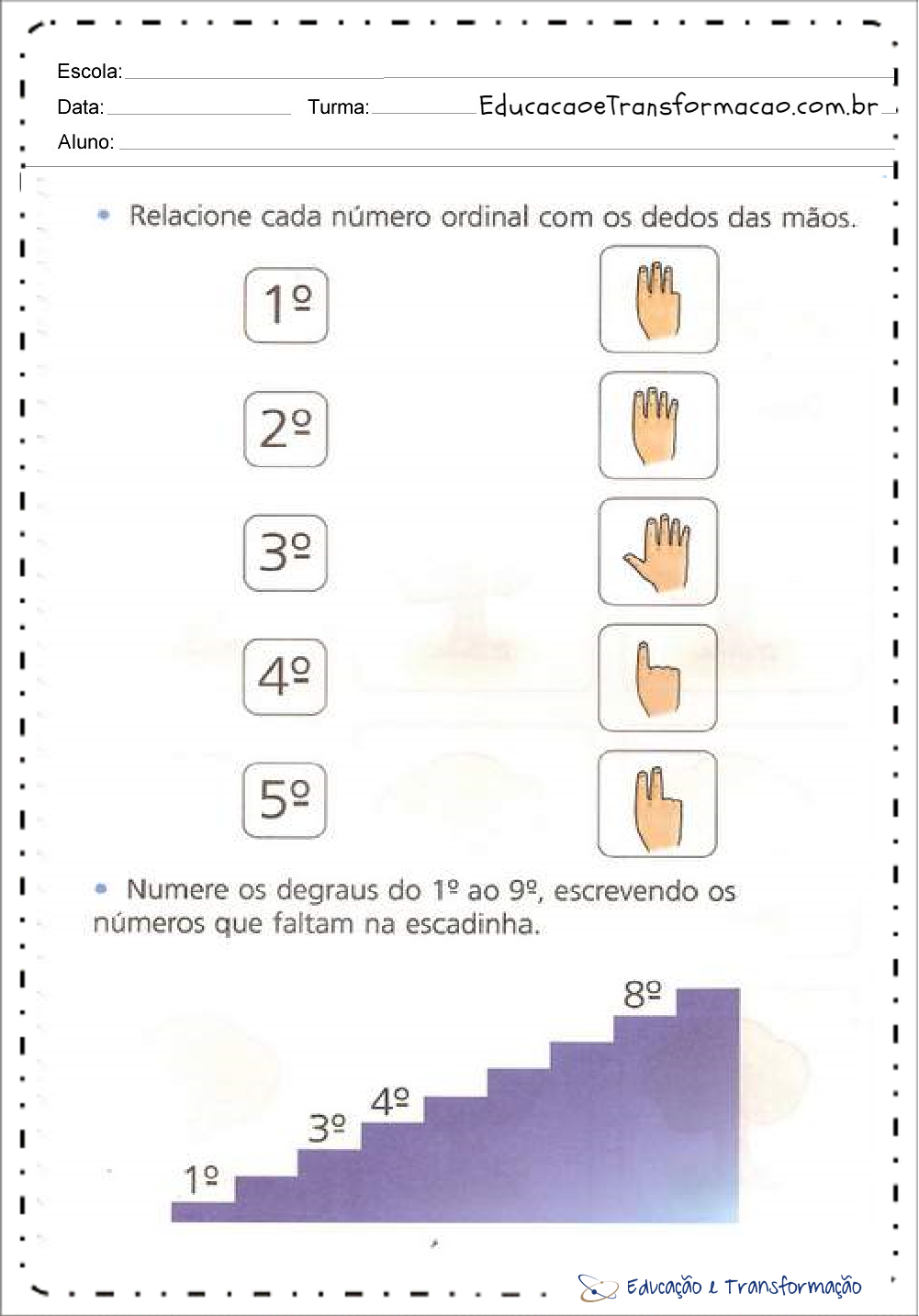 Atividades com Números Ordinais