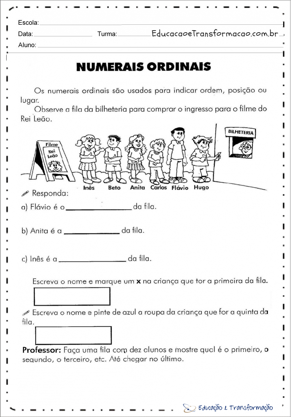 Numerais Ordinais Para Imprimir - FDPLEARN