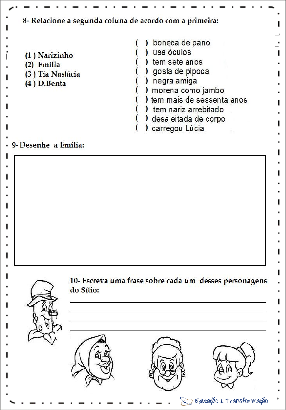 Atividades de Interpretação de Texto Dia do Livro  - Narizinho