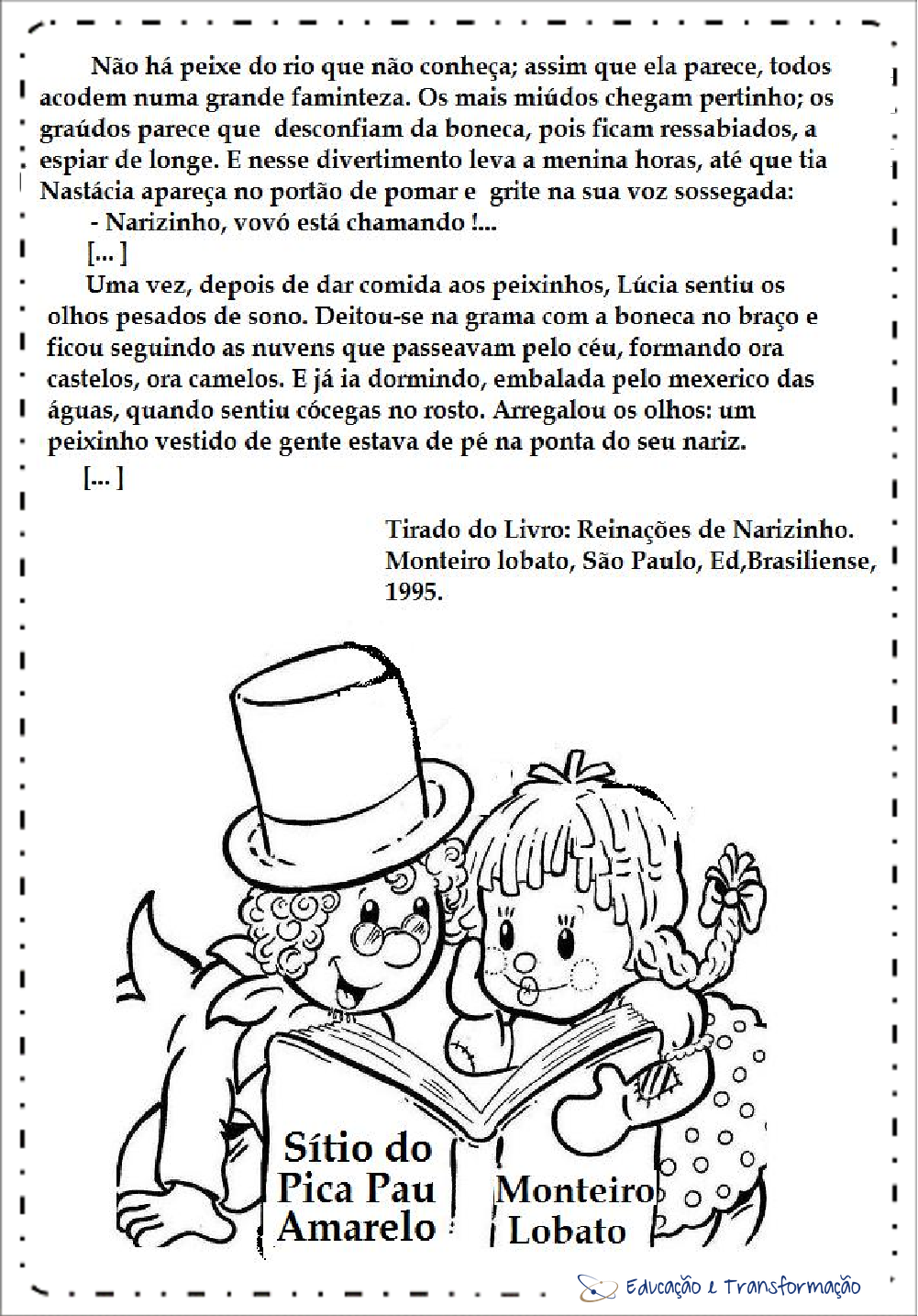 Atividades de Interpretação de Texto Dia do Livro: Reinações de Narizinho