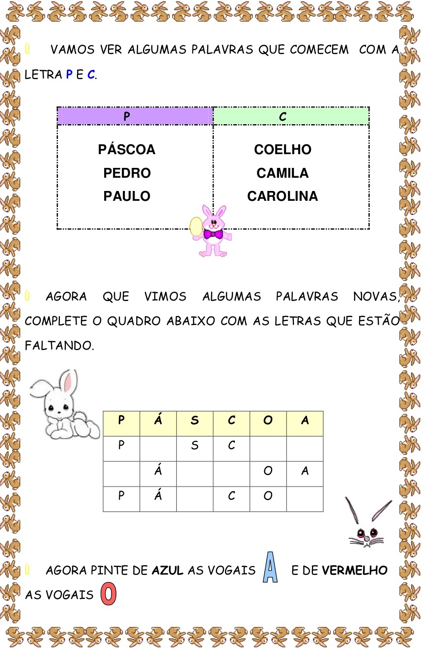 Atividades de Páscoa 1 ano