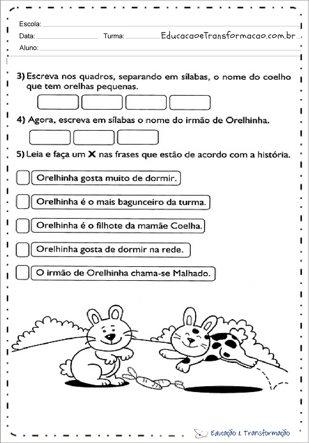 Atividades de Páscoa com Interpretação de Texto