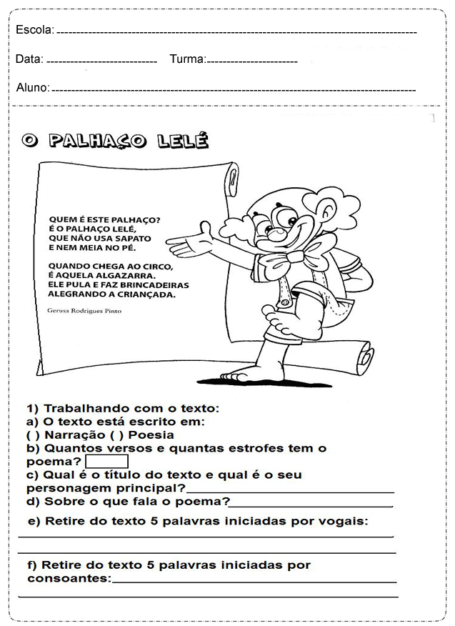 Atividades Dia do Circo para Ensino Fundamental