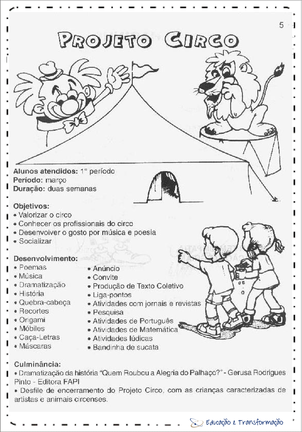 Atividades Dia do Circo para Ensino Fundamental - Projeto Circo