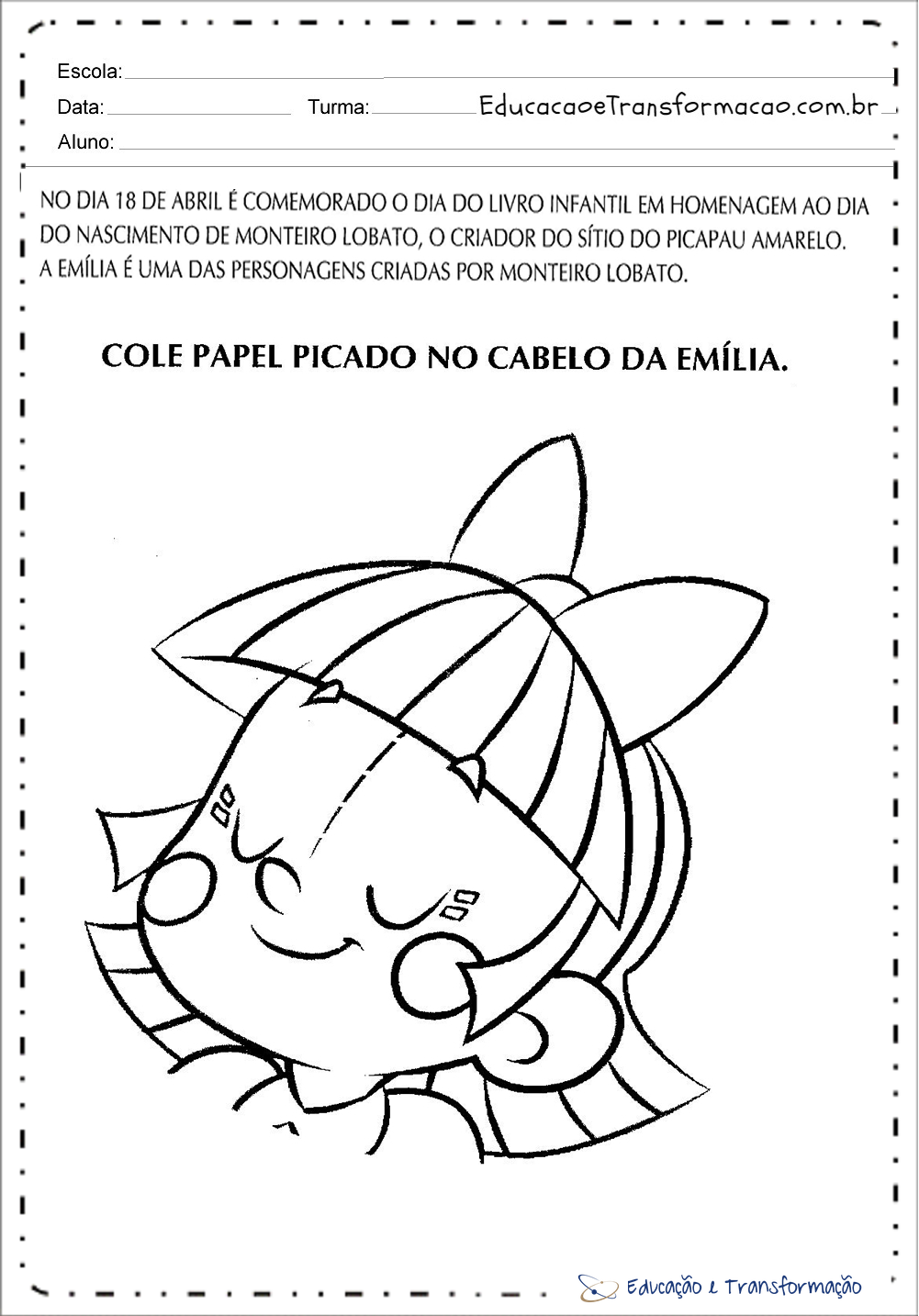 Atividades Dia do Livro Infantil para imprimir