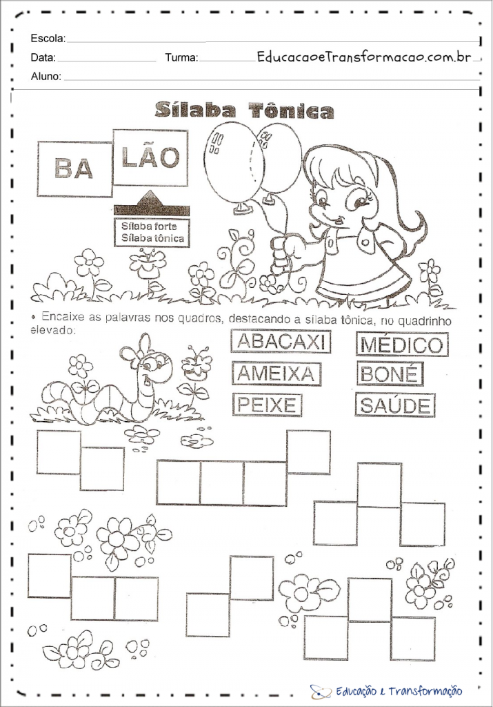 Classifique As Palavras De Acordo Com A Sílaba Tônica