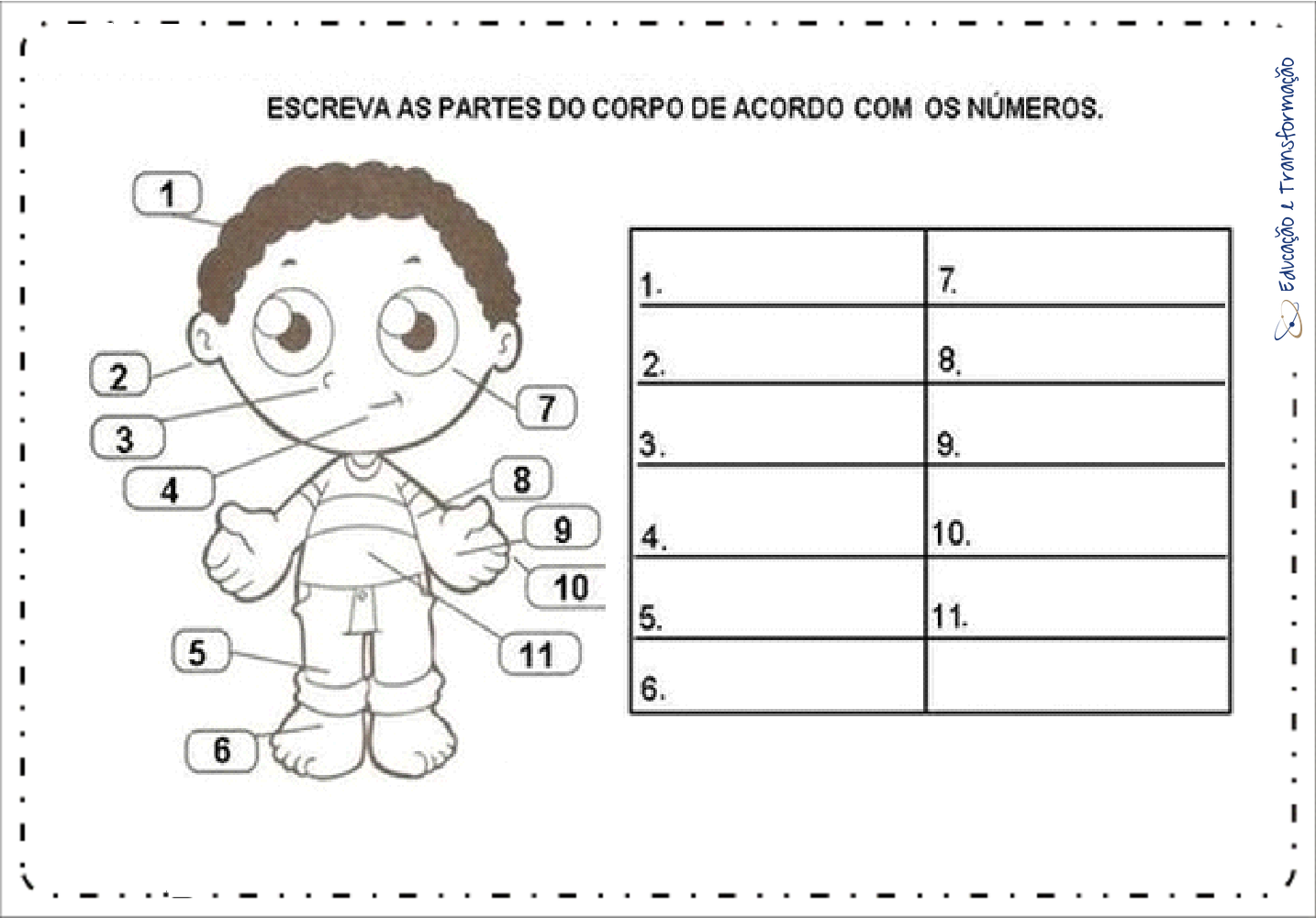 Atividades Corpo Humano - Escreva os nomes