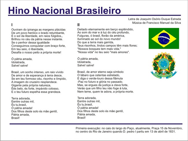 Atividades Dia do Hino Nacional Brasileiro