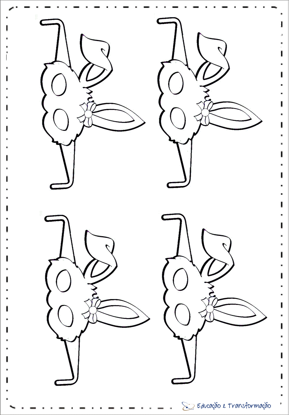Máscaras de Coelhinho - Orelhas de Coelho para imprimir e colorir