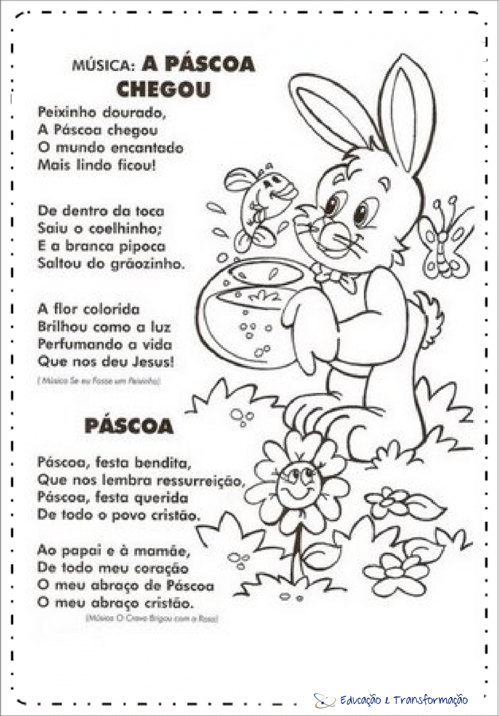 Músicas do Coelho da Páscoa infantil para imprimir - Letras para Páscoa