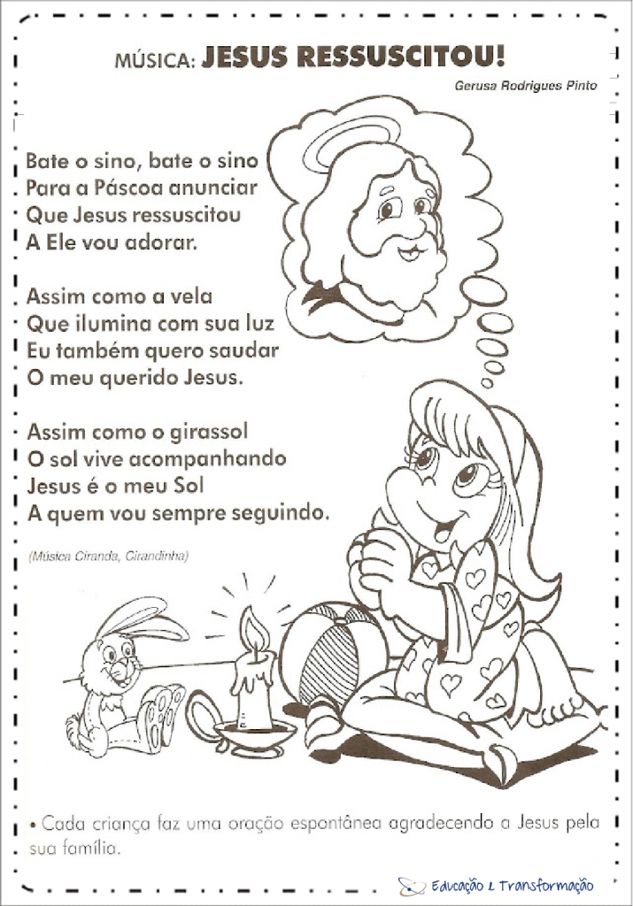 Músicas de Páscoa infantil para imprimir - Músicas de Páscoa para leitura
