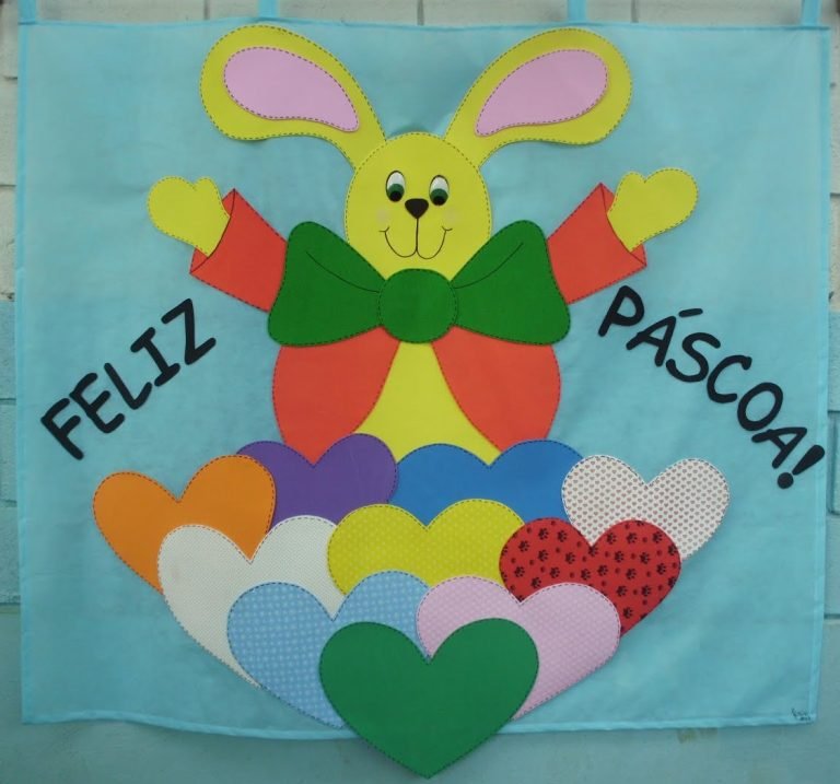 Cartaz de Páscoa em EVA para escola com moldes - Mural e Painel