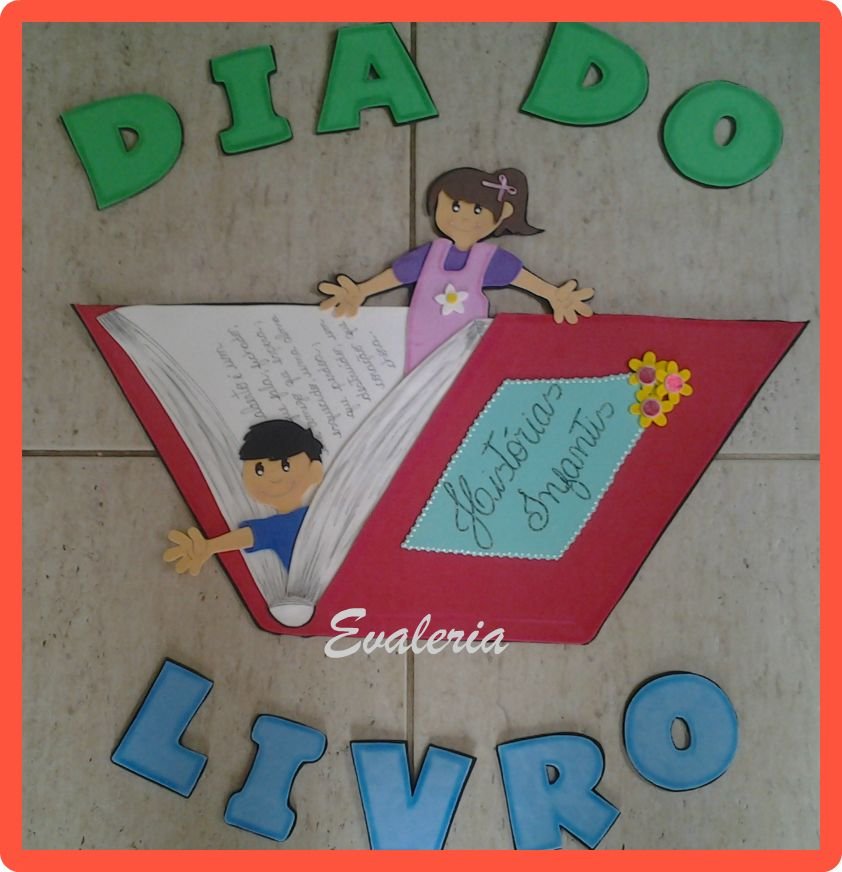 Painel Dia do Livro Infantil em EVA com moldes - Cartaz e Mural Painel Dia do Livro Infantil em EVA com moldes - Cartaz e Mural
