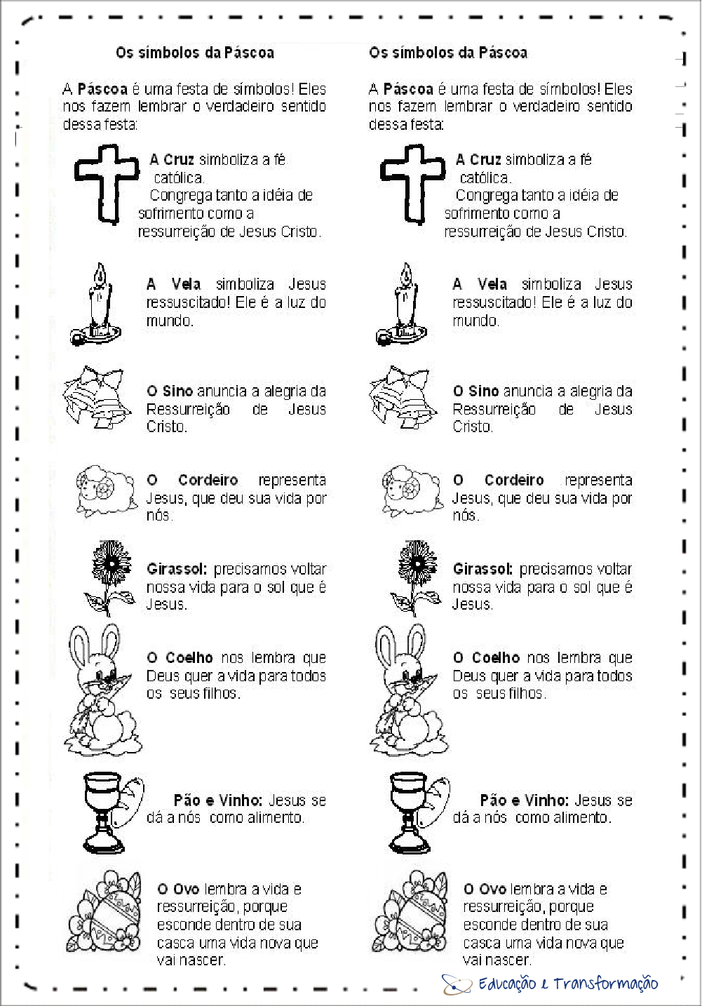 Símbolos da Páscoa para imprimir