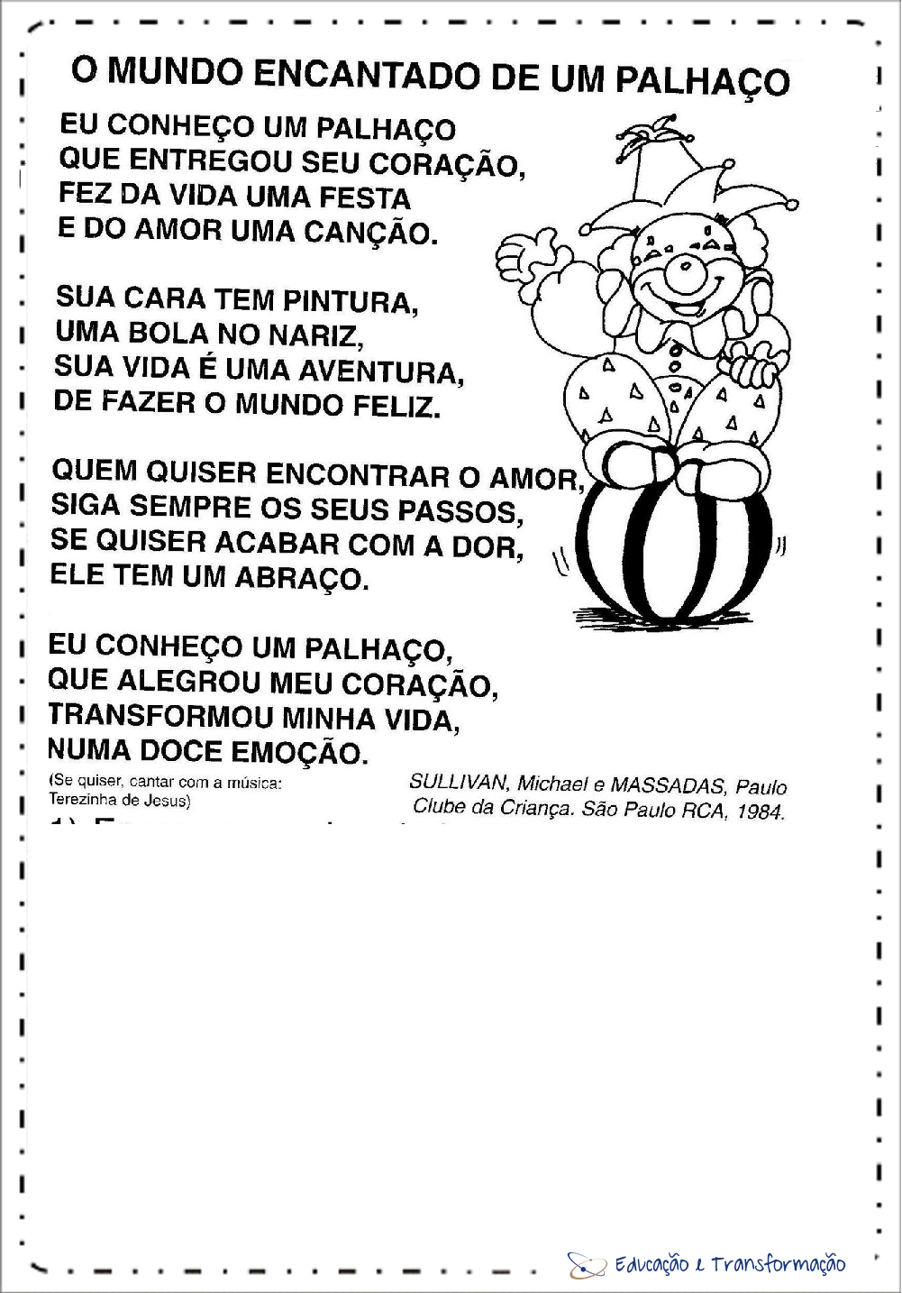 Textos sobre o Circo - O mundo encantado de um palhaço