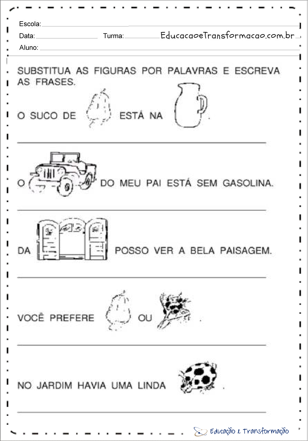 Atividades com a letra J