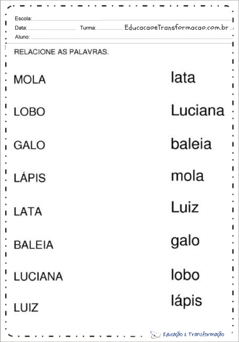 Atividades com a letra L para alfabetização - Atividades Educativas