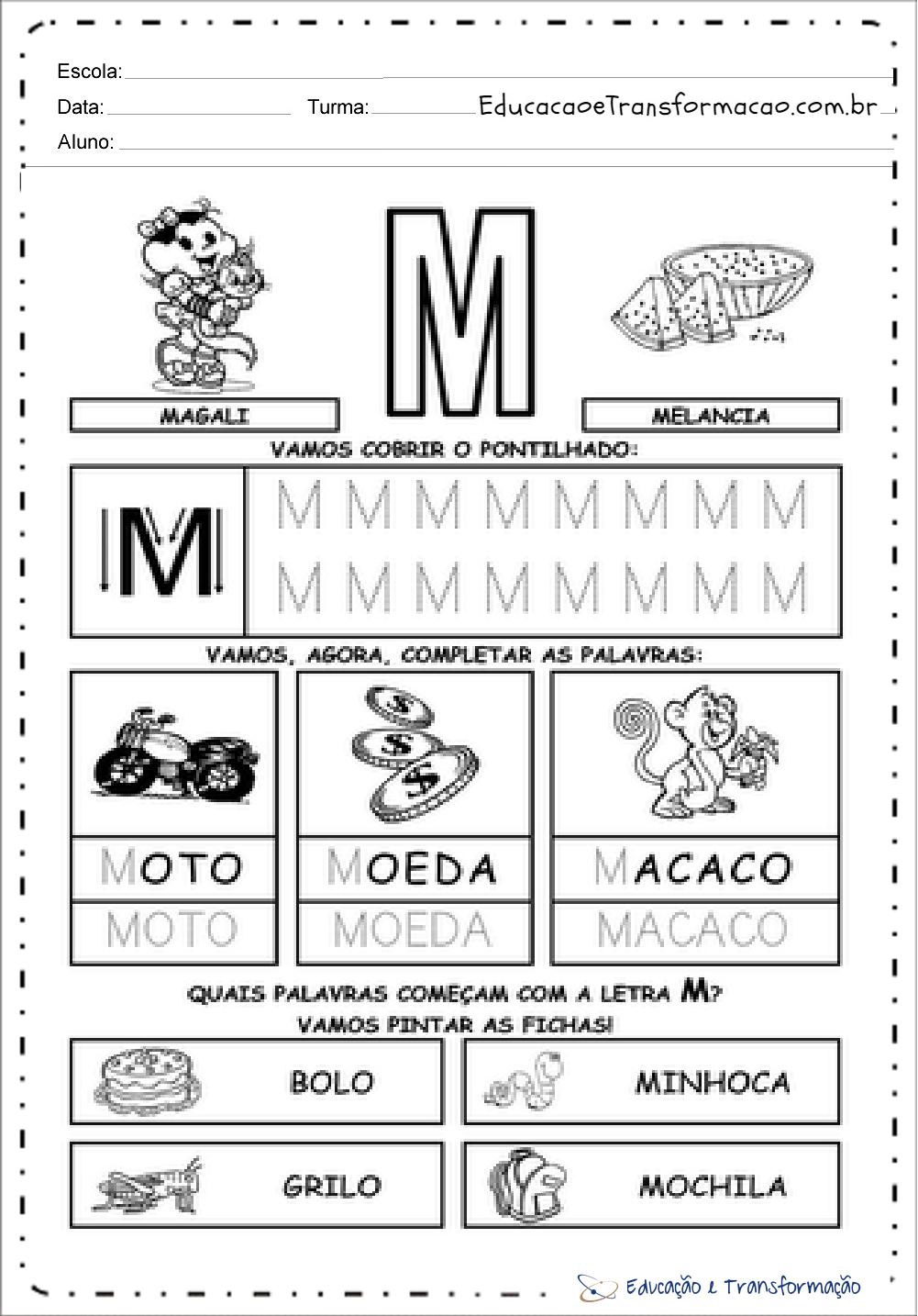 Atividades Com A Letra M Para Alfabetiza O Atividades Educativas