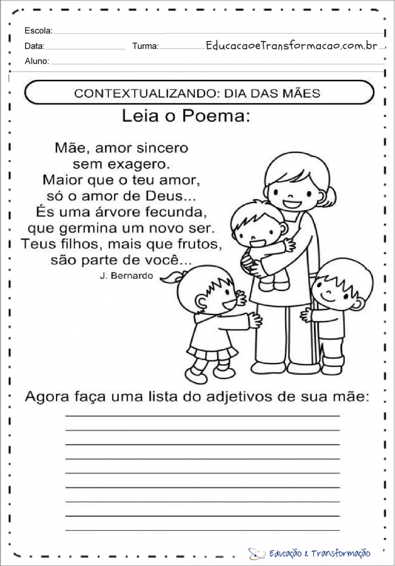 Atividades de Produção de Texto Dia das Mães para imprimir
