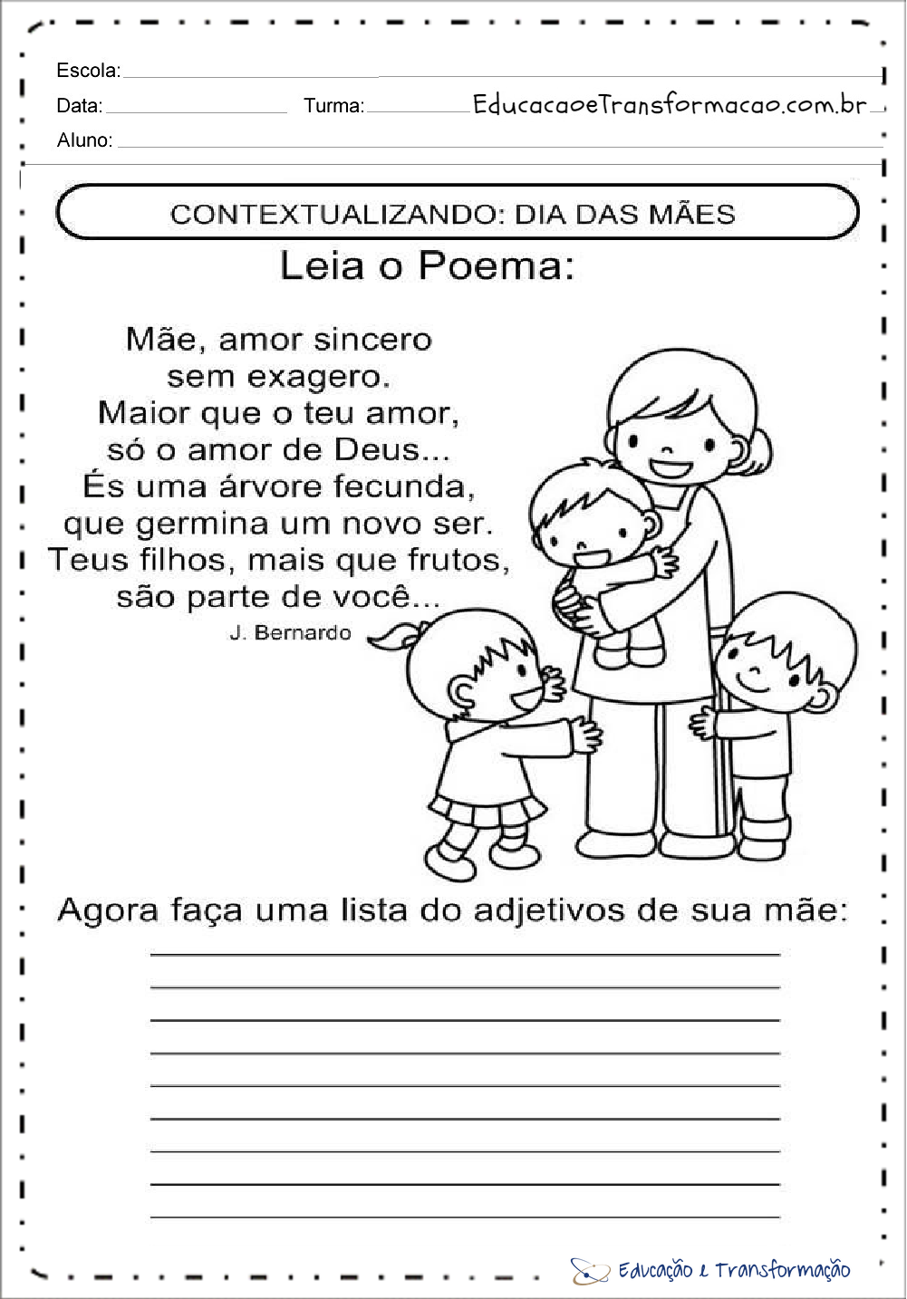 Atividades de Produção de Texto Dia das Mães