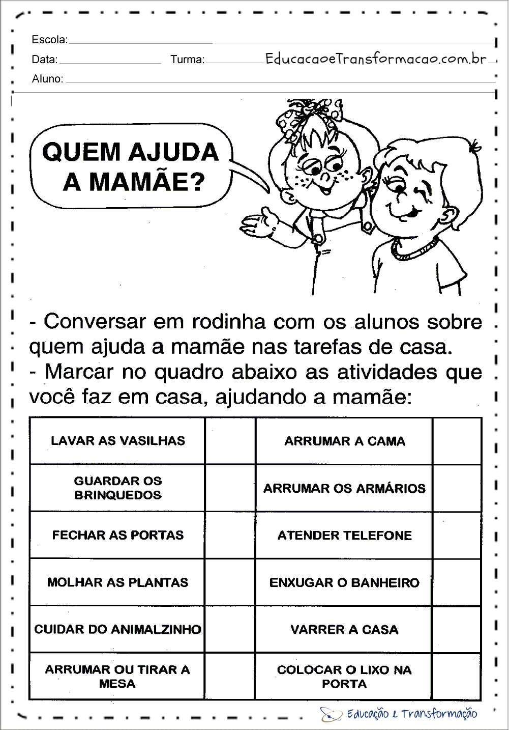 Atividades dia das Mães Educação Infantil