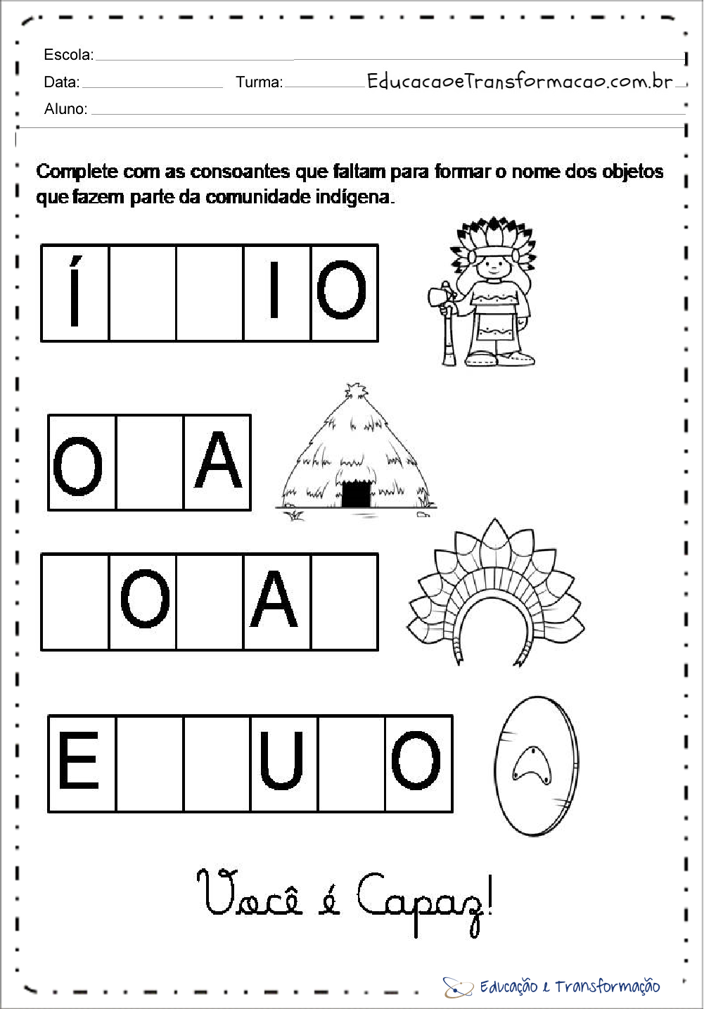 Atividades Dia do Índio para Ensino Fundamental