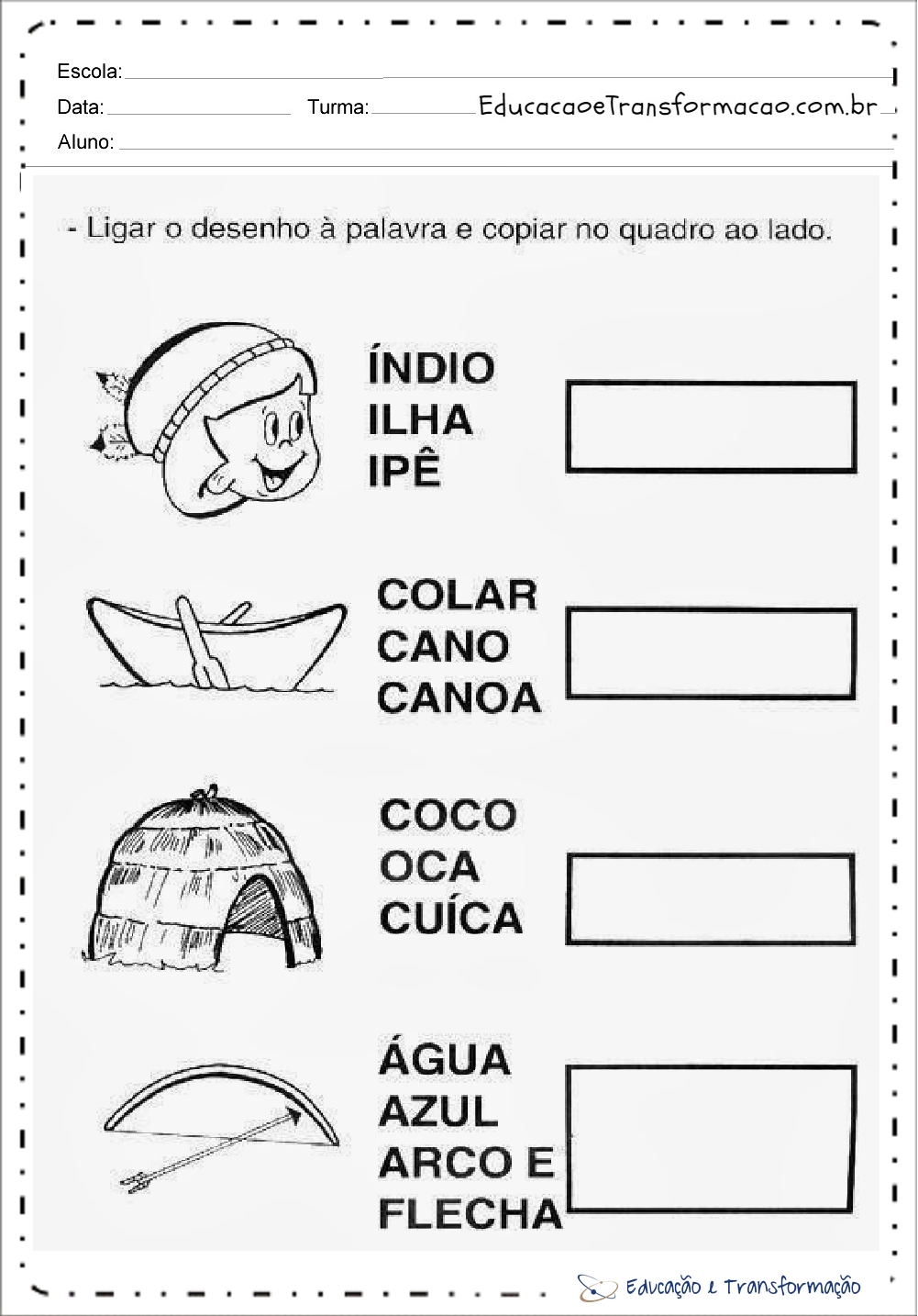 Atividades Dia do Ãndio para Ensino Fundamental