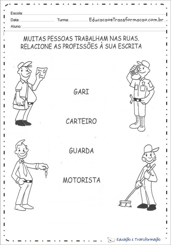 Atividades sobre Profissões para Educação Infantil e Ensino Fundamental