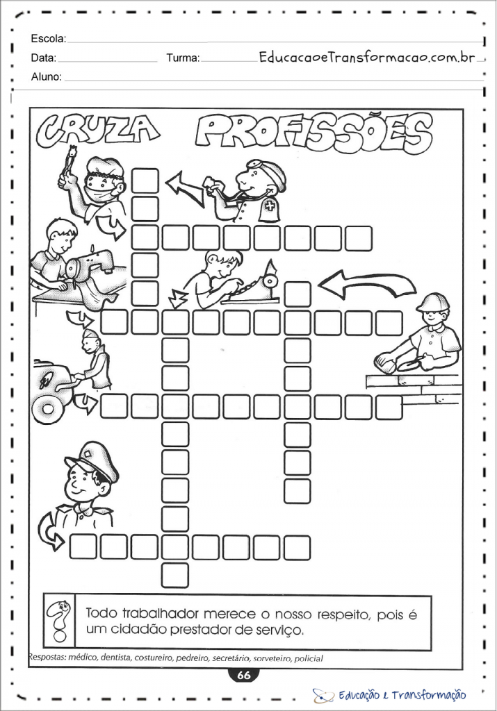 Atividades sobre Profissões para Educação Infantil e Ensino Fundamental
