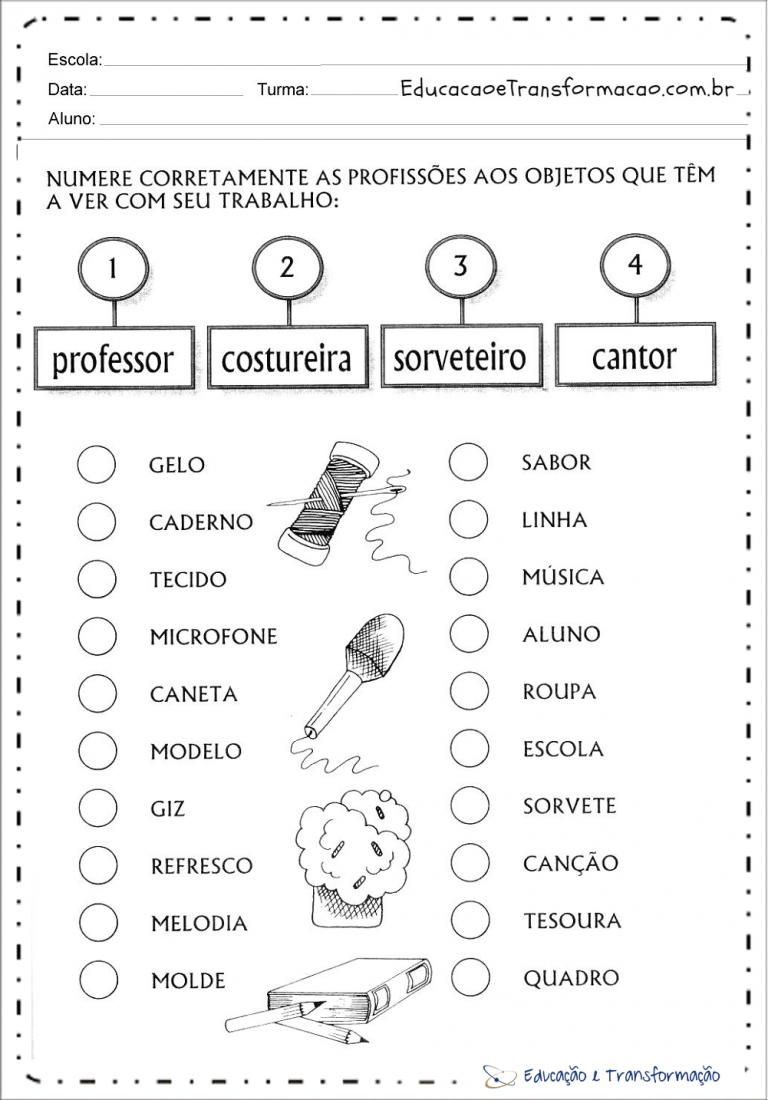 Atividades sobre Profissões para Educação Infantil e Ensino Fundamental