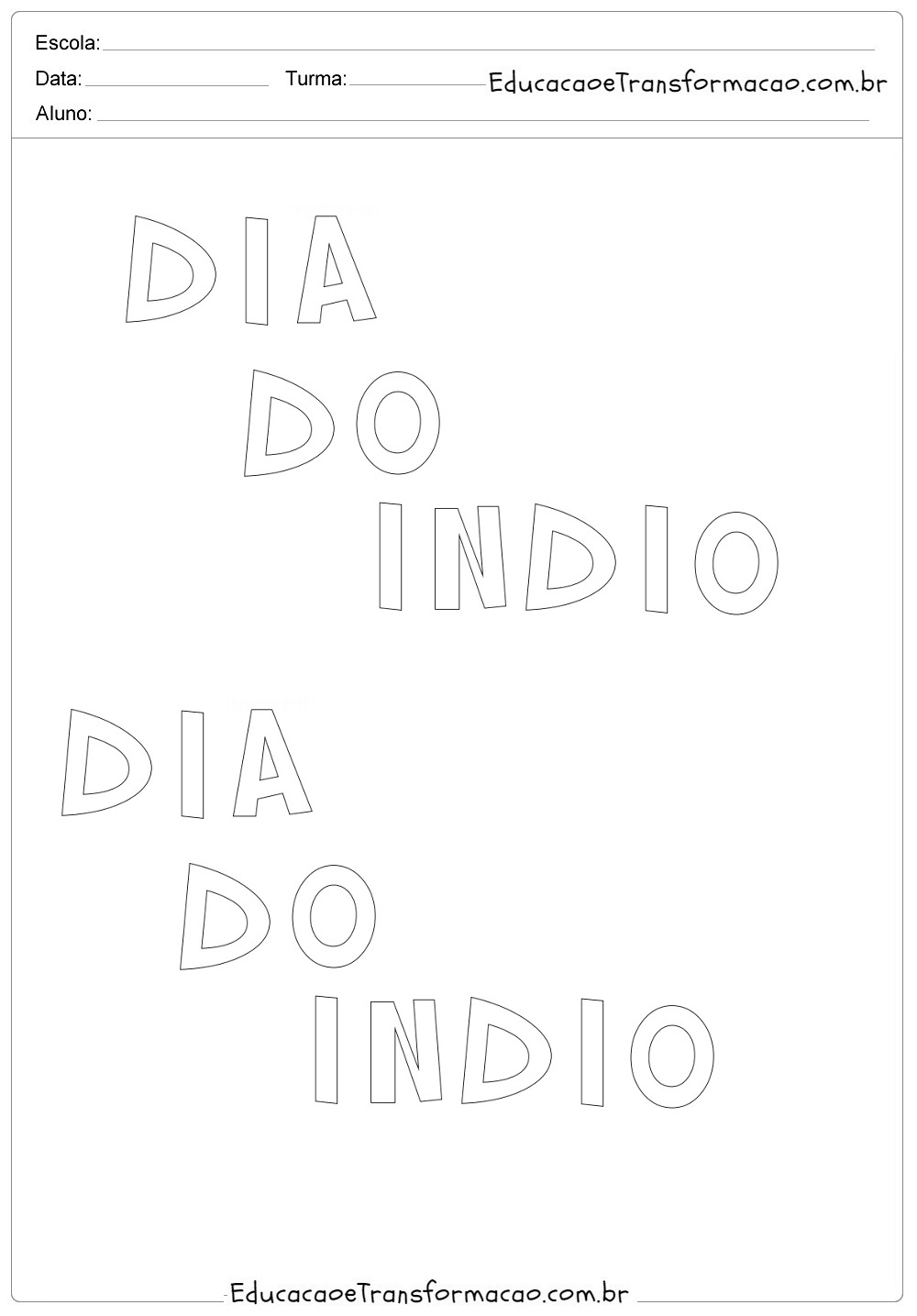 Moldes de letras Dia do índio