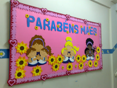 Mural Dia Das Mães Com Moldes Em Eva Ou Feltro Painéis E Cartaz