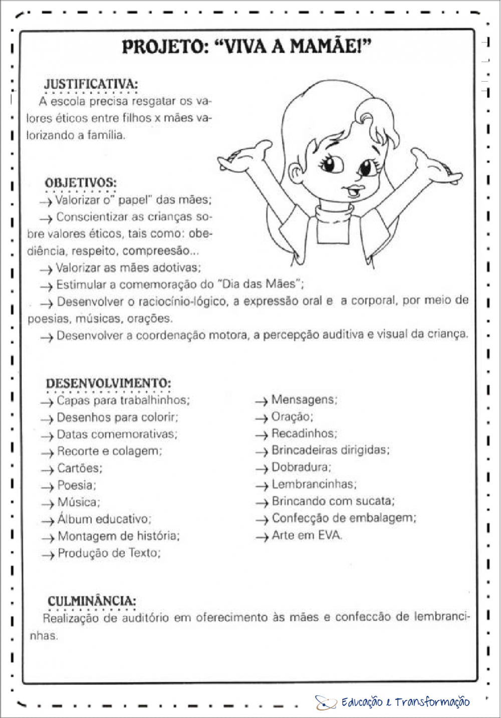 Plano de Aula Dia das Mães para Educação Infantil e Ensino Fundamental