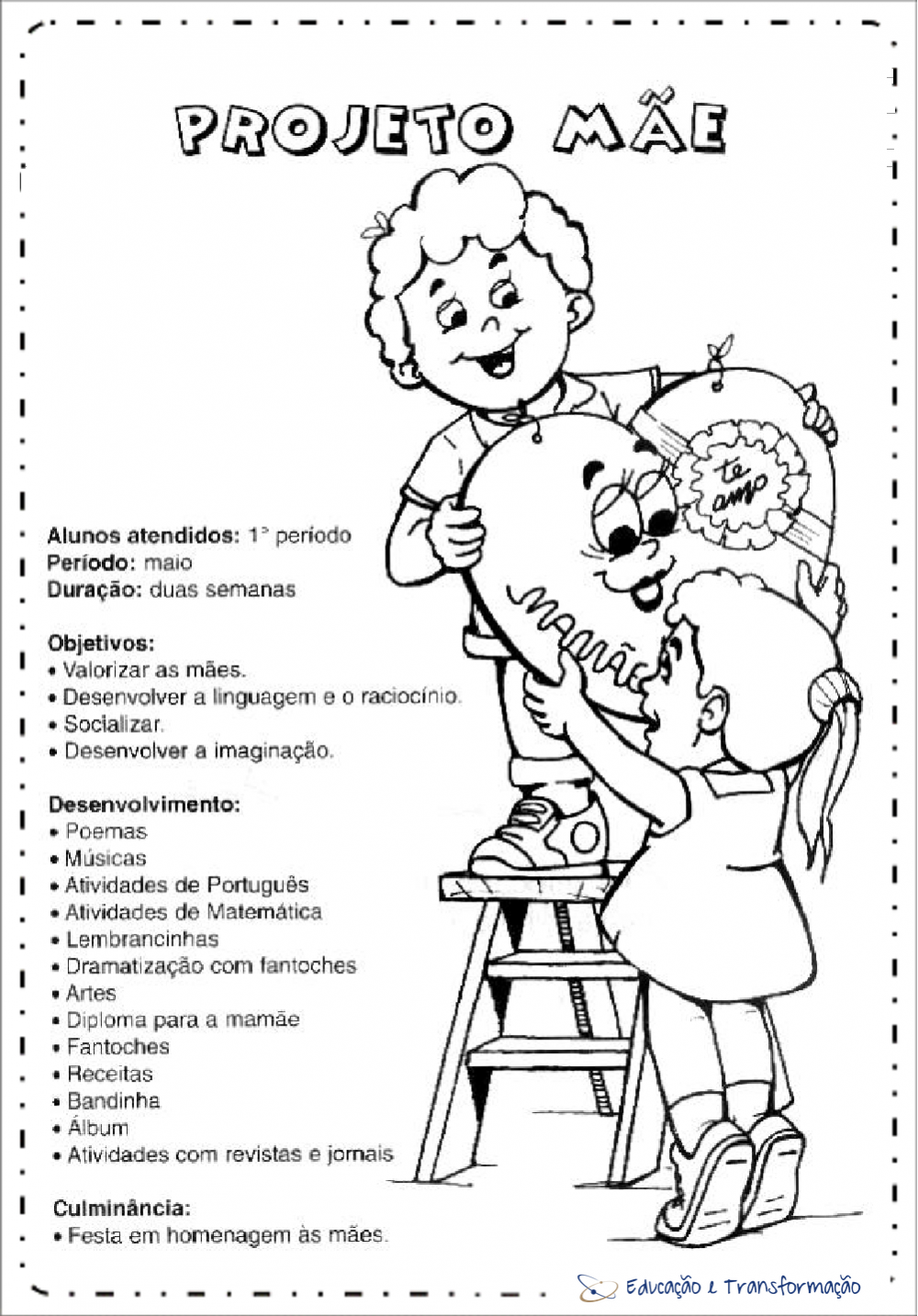 Projeto Dia das Mães Educação Infantil - Mãe para imprimir