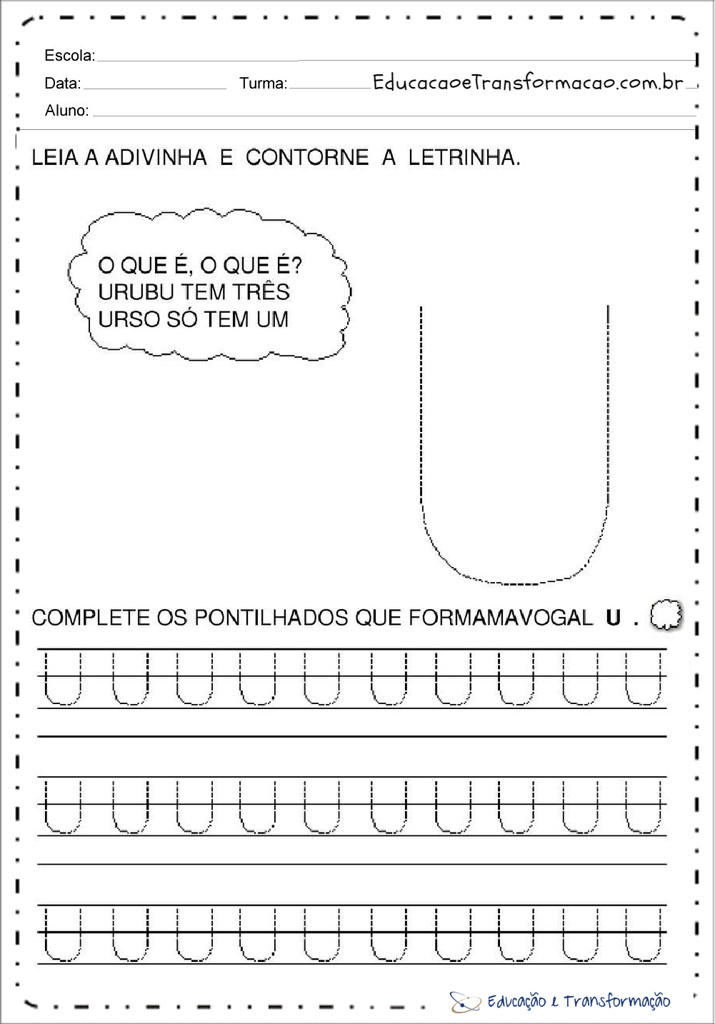 Atividades com a Letra U