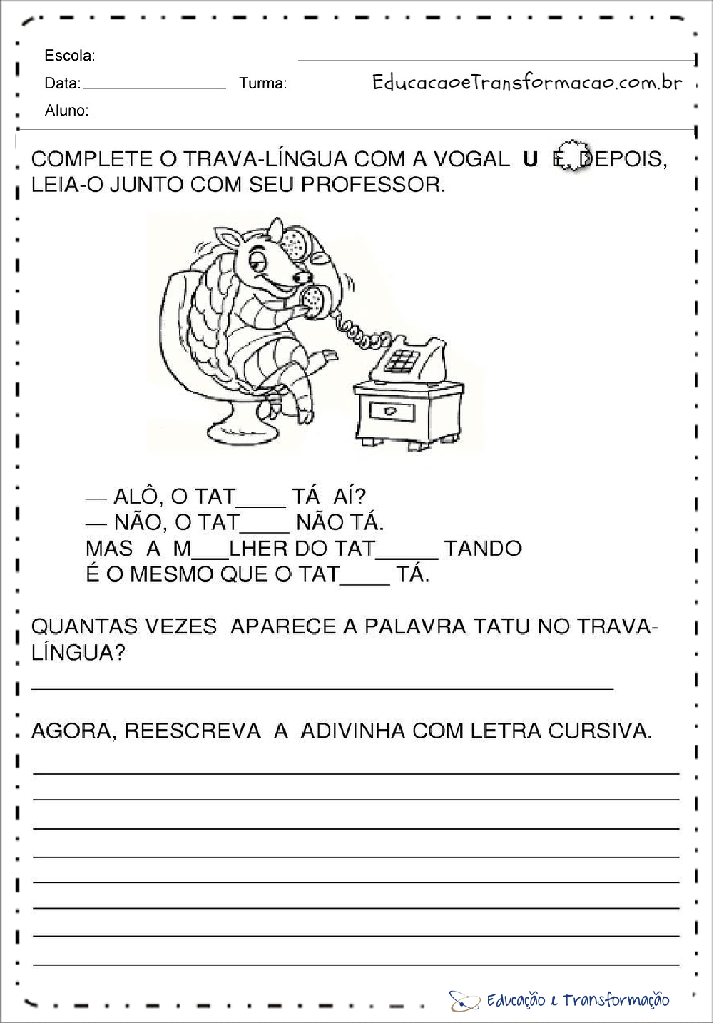 Atividades com a Letra U