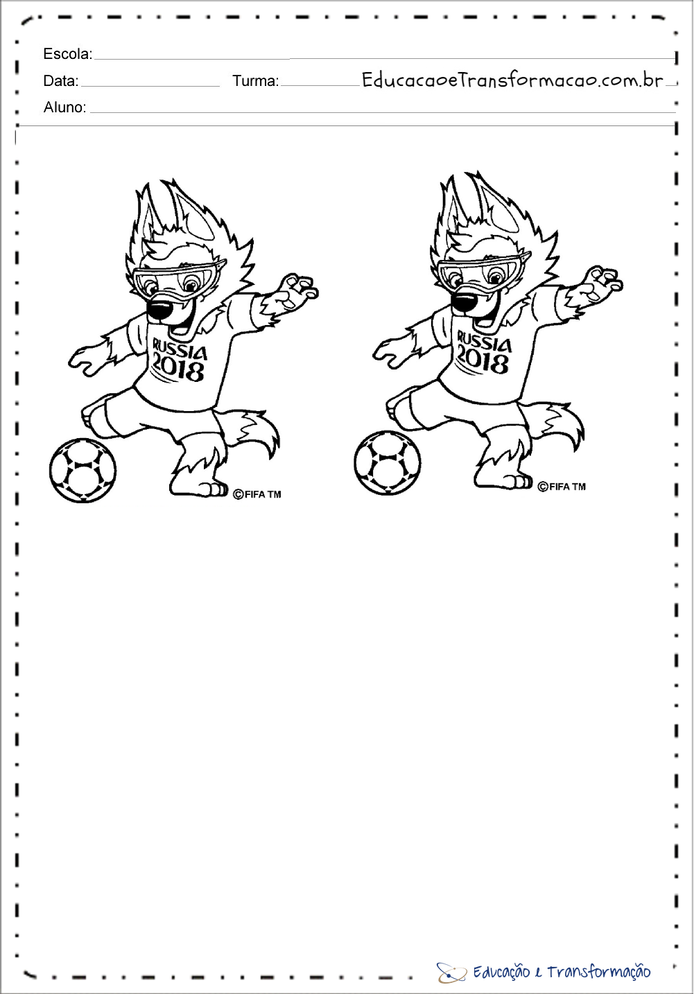 Atividades Copa do Mundo 2018 - Desenhos para colorir