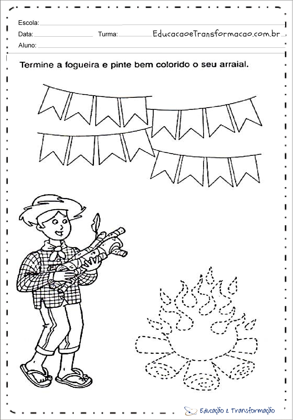 Atividades de festa junina para colorir