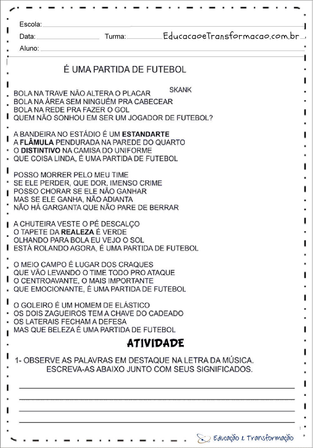 Atividades de Interpretação de Texto Copa do Mundo para imprimir