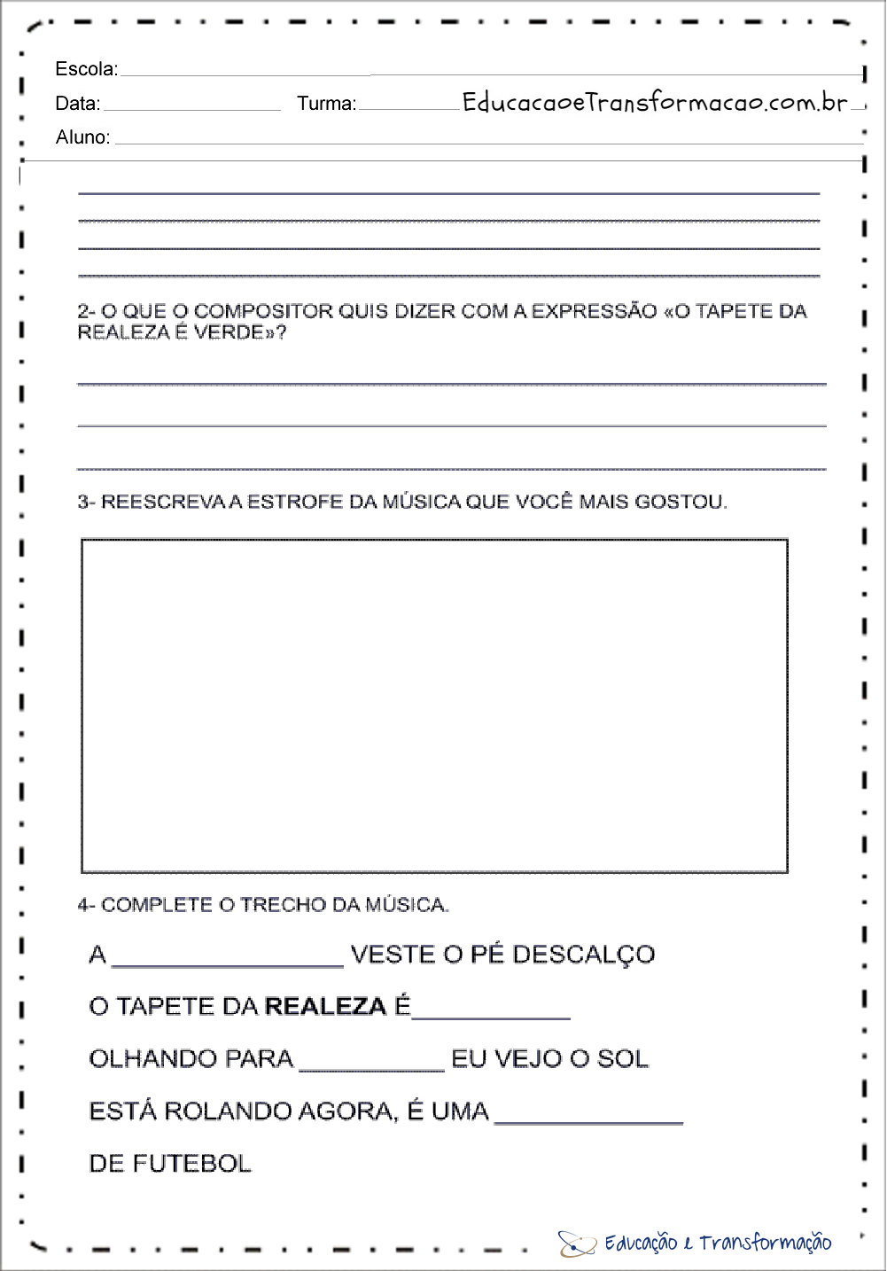 Atividades de Interpretação de Texto Copa do Mundo para imprimir