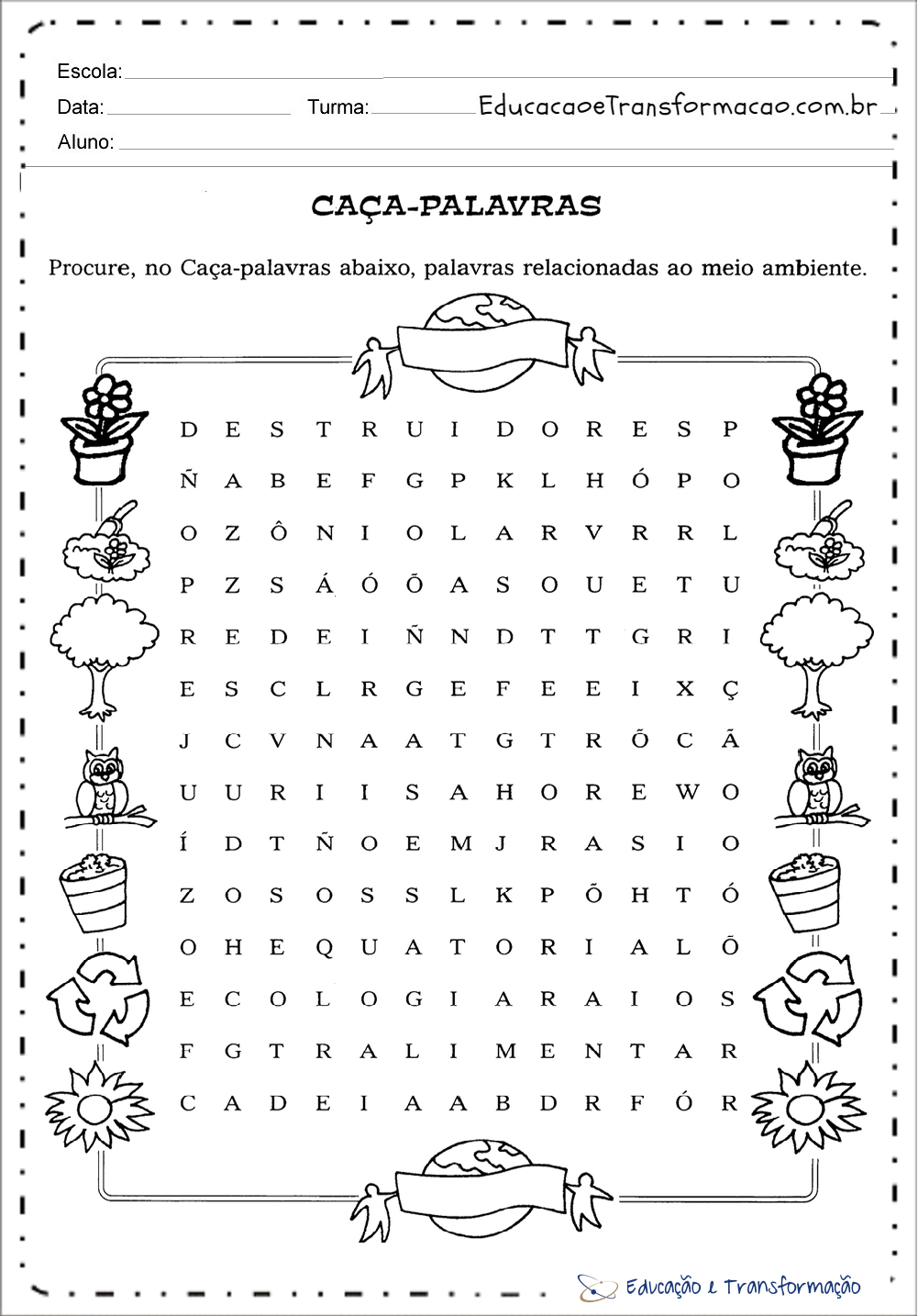 Atividades meio ambiente educação infantil para colorir.