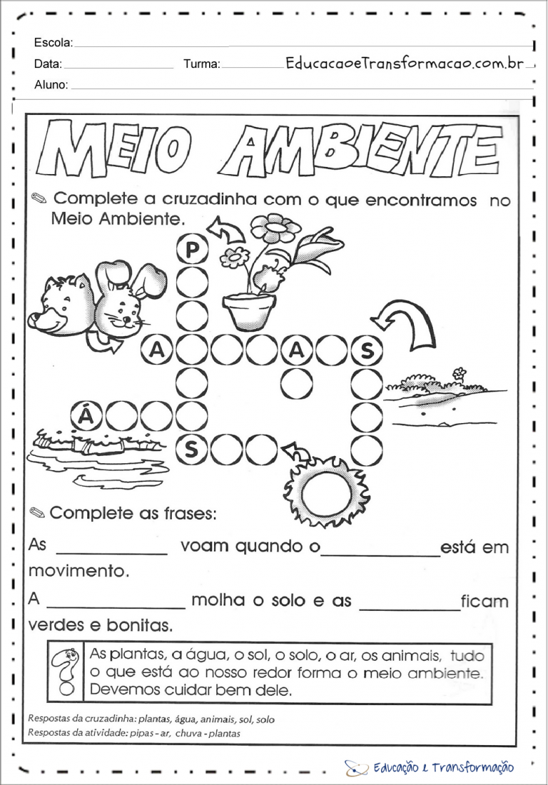 Atividades Meio Ambiente para Ensino Fundamental e Educação Infantil