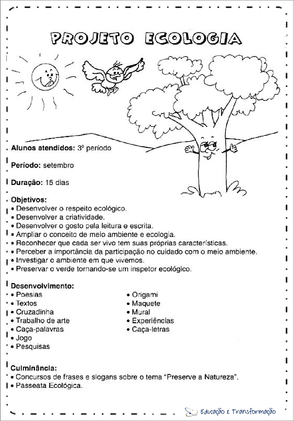 Plano de aula sobre meio ambiente para imprimir