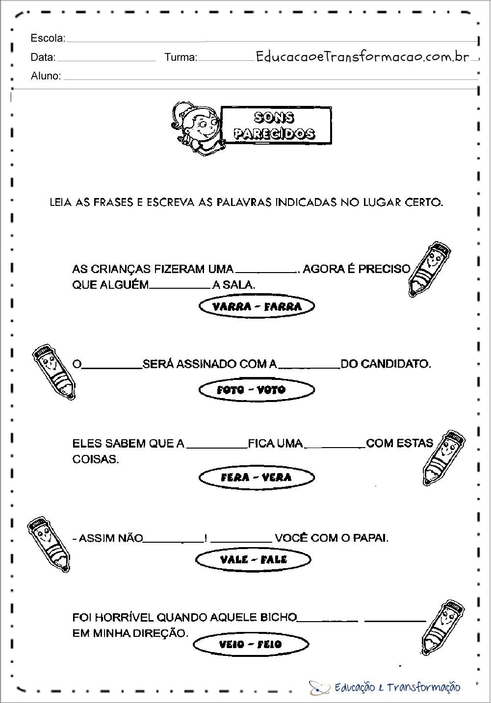 Atividades com a letra V