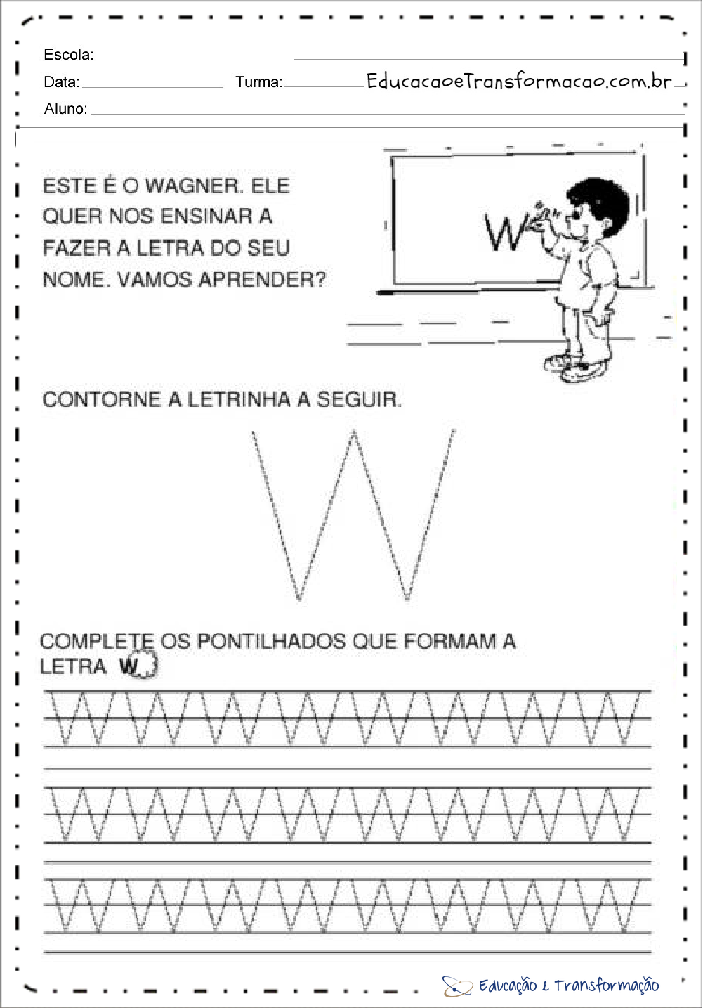 Atividades com a letra W - Caça Palavras