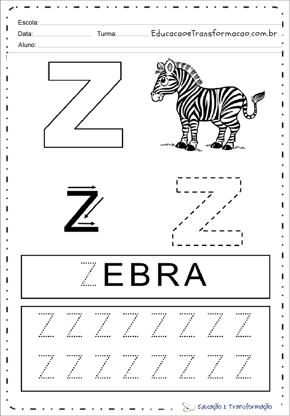 Atividades com a letra Z 