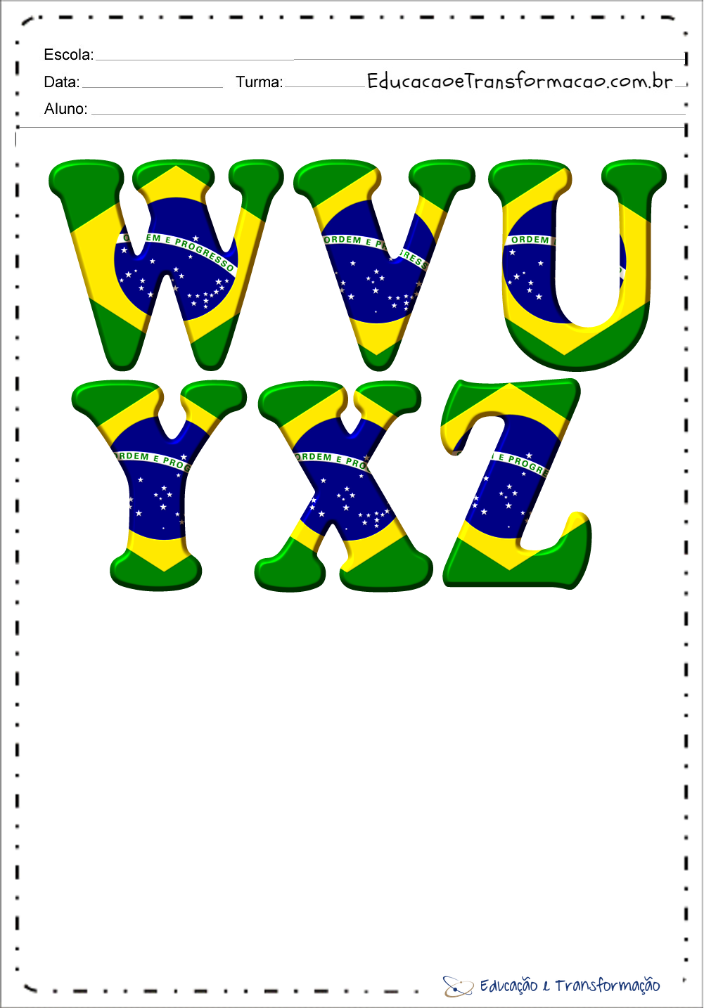 Moldes de Letras do Alfabeto do Brasil para imprimir