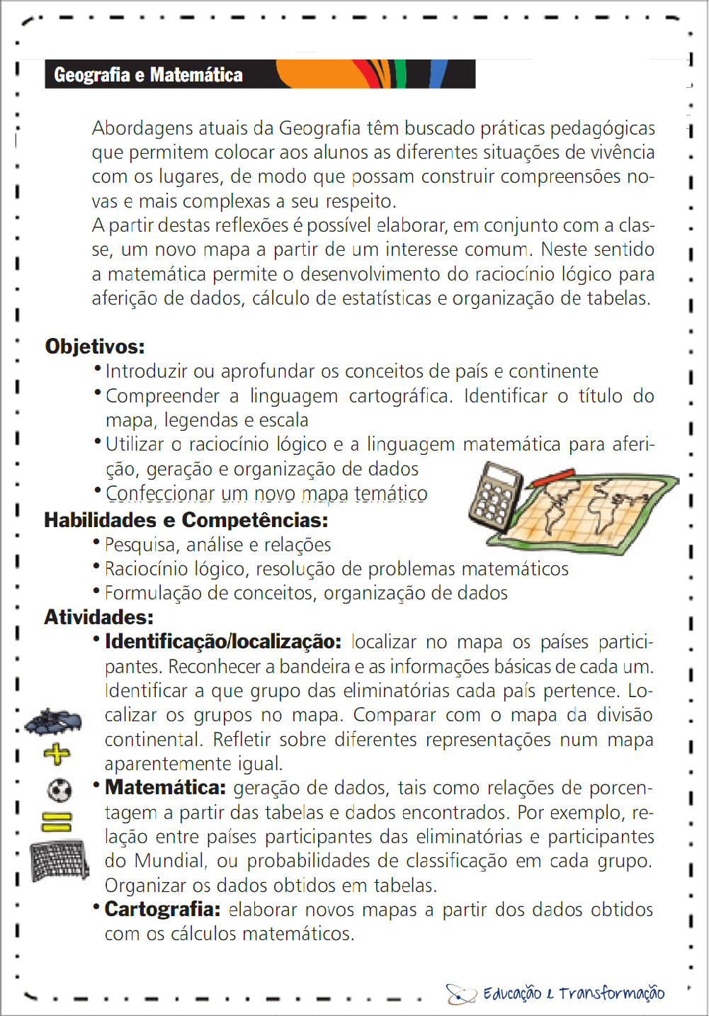 Projeto Copa do Mundo de Geografia e Matemática para imprimir